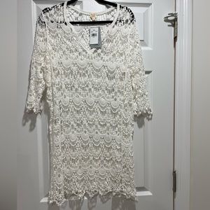 NWT WHITE CROCHET COVER UP DRESS